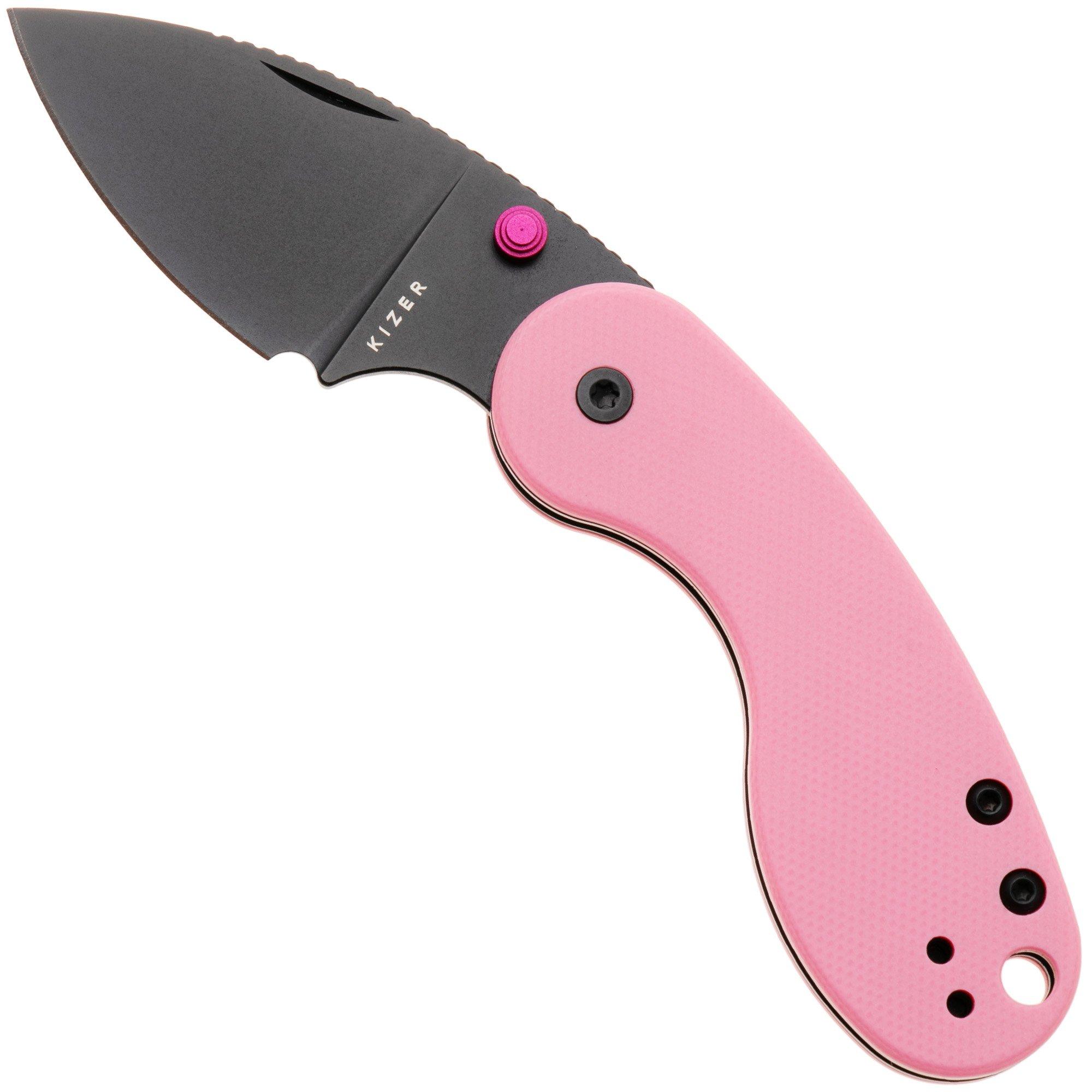 Kizer Microbe DSJ AirTi Ki2742DSJA1, Black PVD 14C28N, Pink UltreX G10 Taschenmesser, Maksim Epifantsev Design