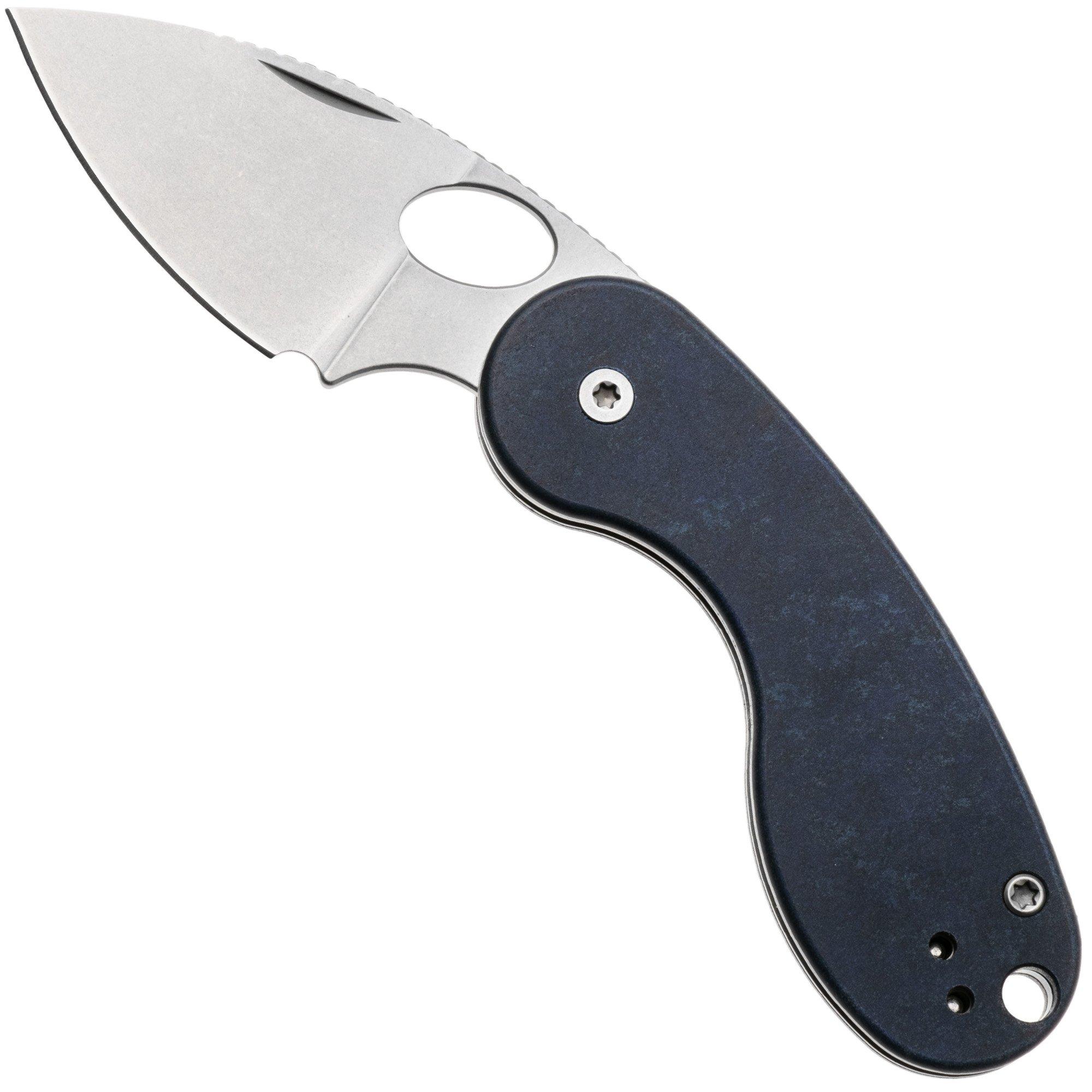 Kizer Microbe TSJ AirTi V2742TSJA2, Stonewashed 14C28N, Blue Canyon Richlite coltello da tasca, Maksim Epifantsev design