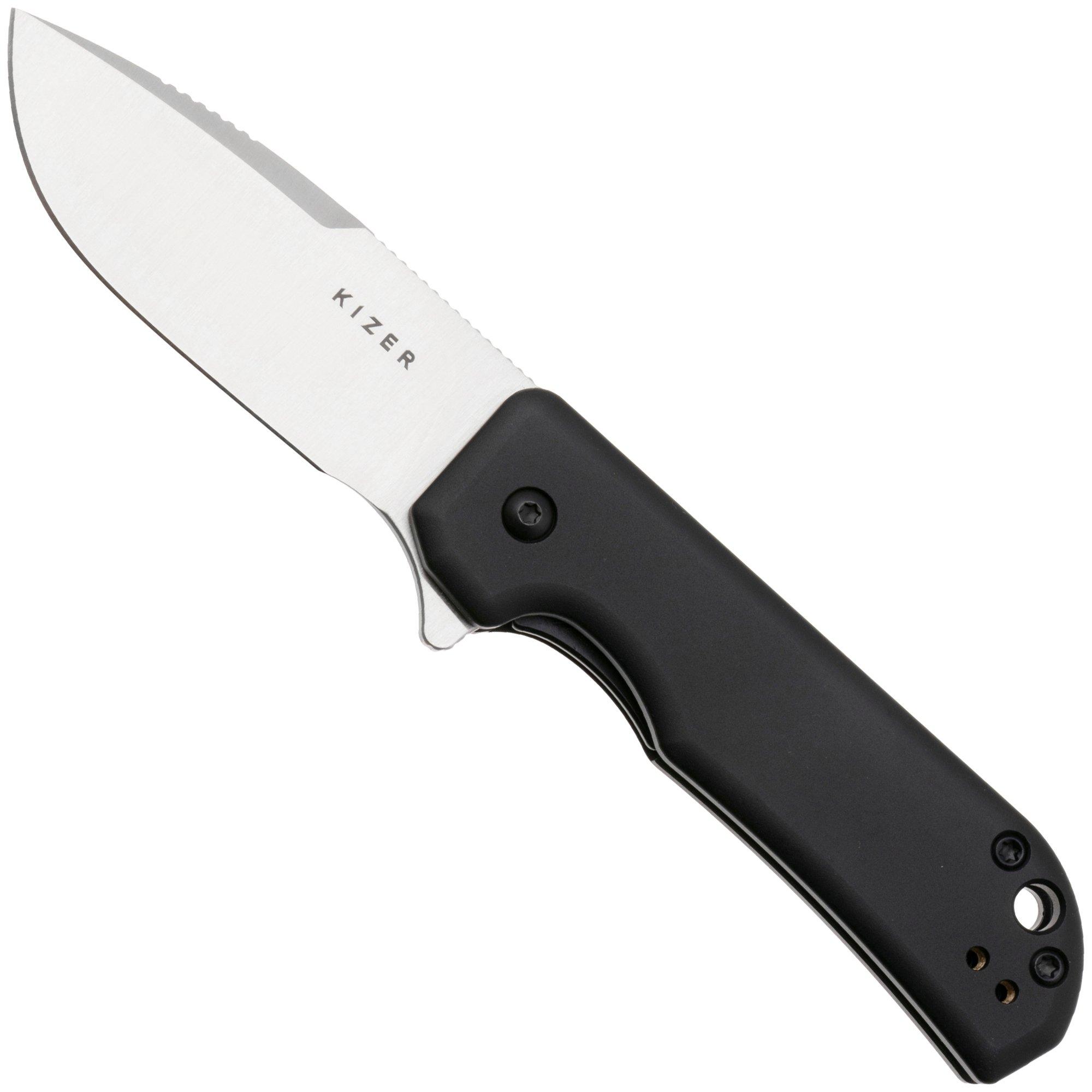 Kizer Vanguard Nice Guy V3011A2 Satin Nitro-V, Black Aluminium, pocket knife, Azo design