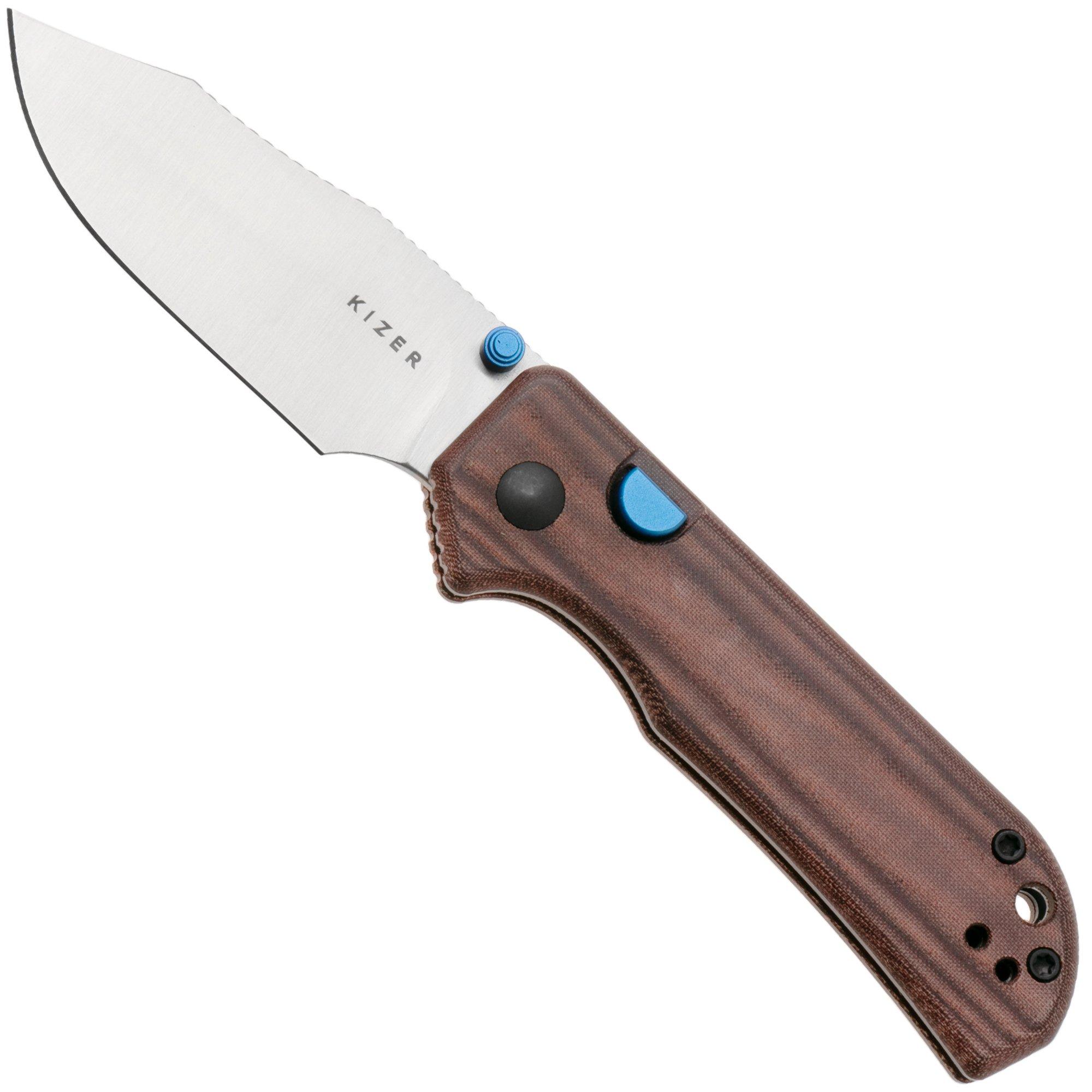Kizer Vanguard Nice Guy V3011BCA1 Satin AEB-L , Norplex UltreX Micarta, pocket knife, Azo design