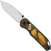 Kizer Vanguard Assassin V3549A1 Satin Nitro-V, Yellow Ultem, Taschenmesser, Azo Design