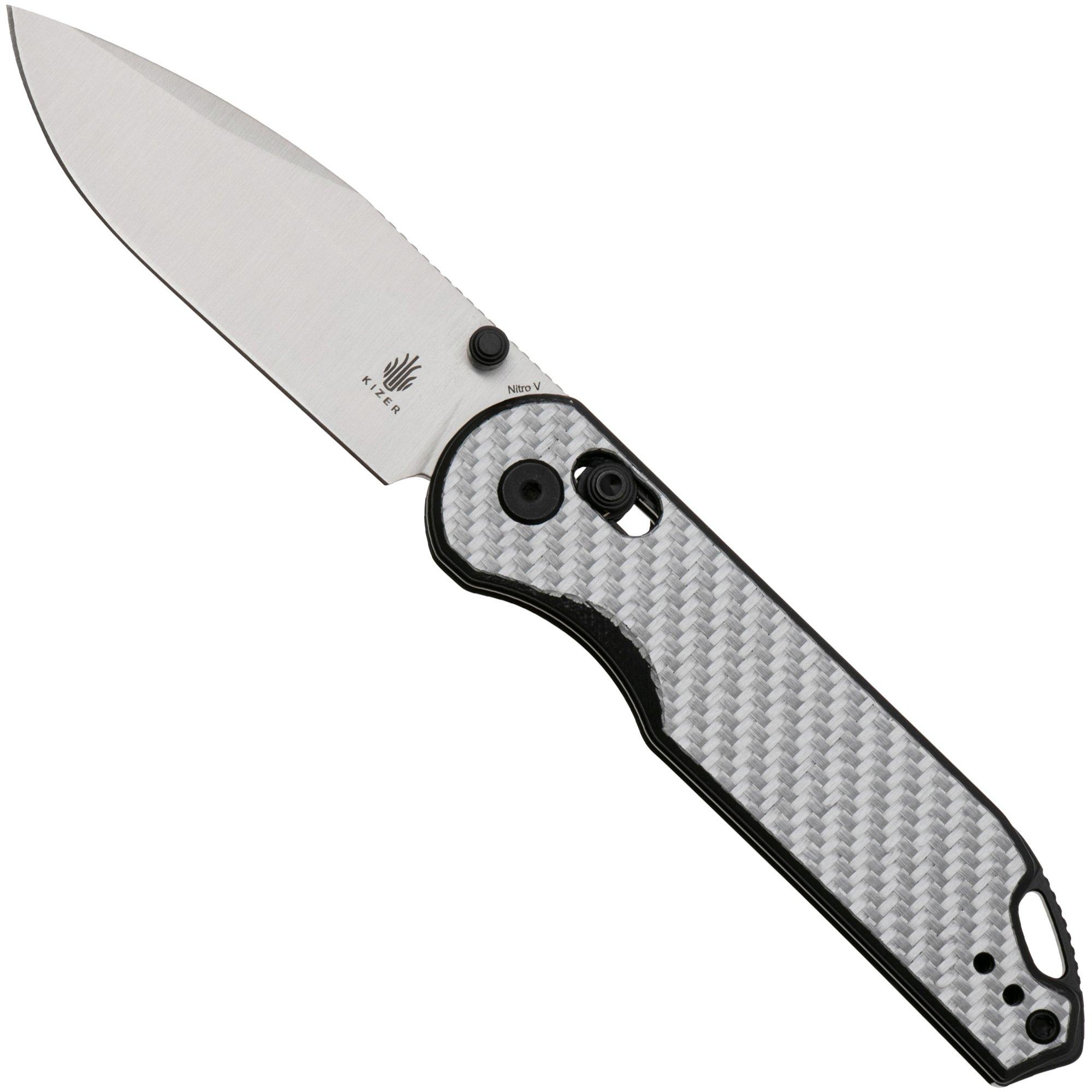 Nóż składany Kizer Vanguard Assassin V3549A3 Satin Nitro V, G10 Silver and Black Carbon Fiber, projekt Azo