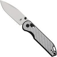 Afbeelding voor Kizer Vanguard Assassin V3549A3 Satin Nitro V, G10 Silver and Black Carbon Fiber, zakmes, Azo design