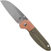 Kizer Deviant V3575A1 Copper, Micarta, M390 pocket knife, Chris Conaway design