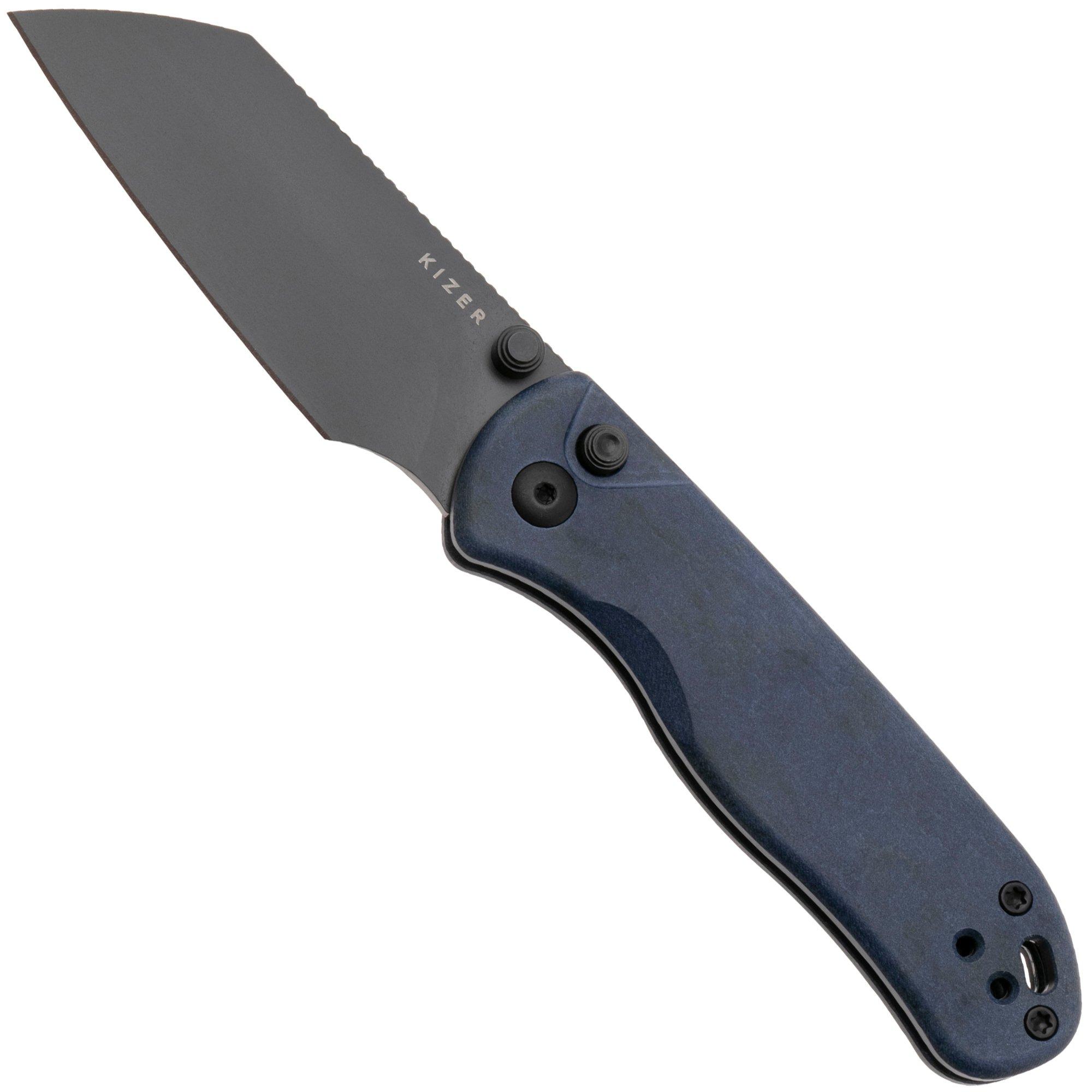 Kizer Vanguard Drop Bear 2, V3619-2CS1 Black DLC Nitro-V, Blue Canyon Richlite, coltello da tasca, Azo design