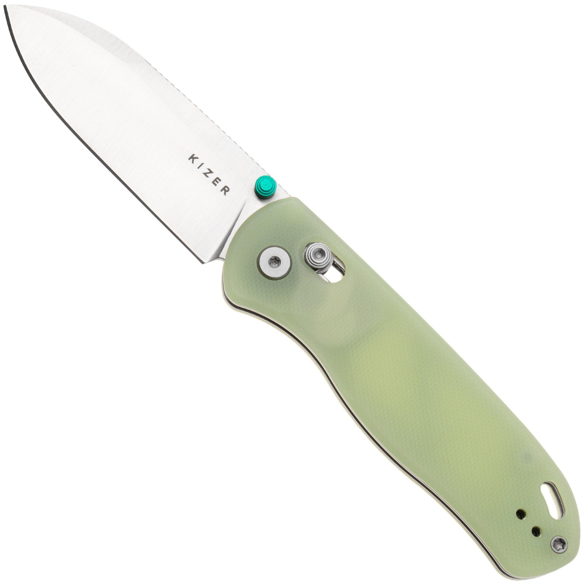 Kizer Vanguard Drop Bear V3619A20 Stonewashed Nitro-V, Glow In The Dark G10, pocket knife, Azo design
