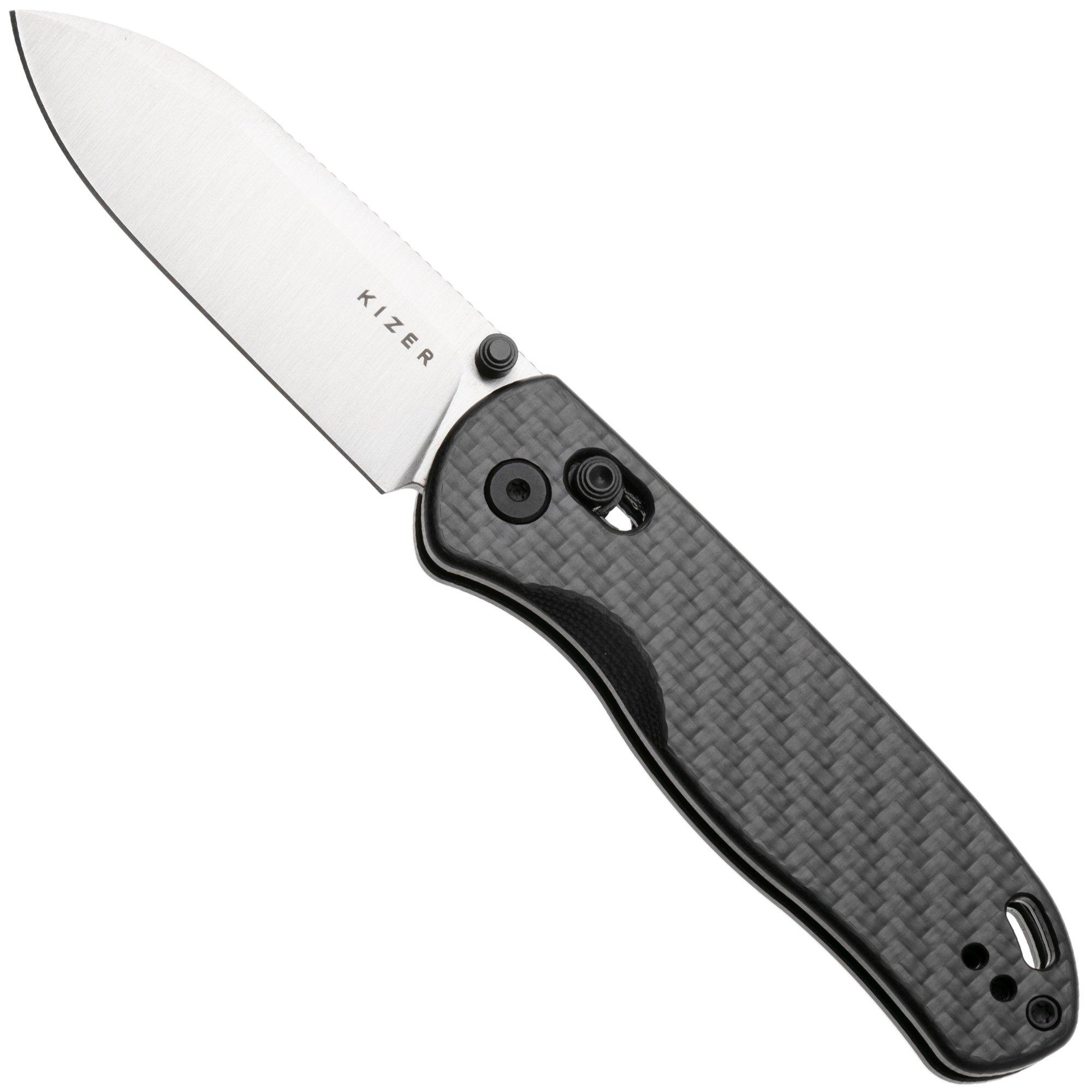 Kizer Vanguard Drop Bear V3619A3 Satin Nitro V, G10 Black Carbon Fiber, Taschenmesser, Azo Design