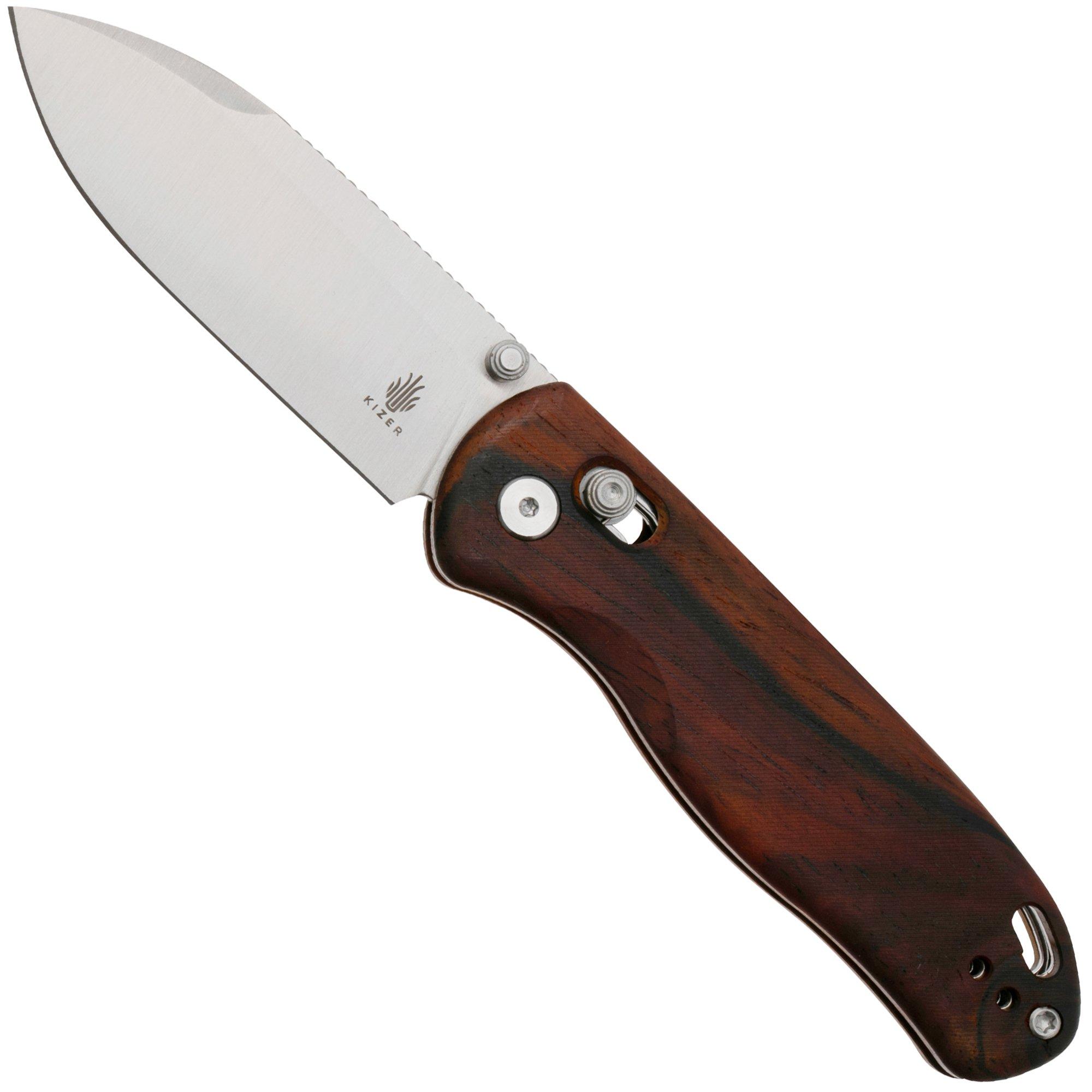 Nóż składany Kizer Vanguard Drop Bear V3619A6 Nitro-V, Mkuluti Wood