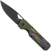 Immagine per Kizer Vanguard Militaw V3634A3 Liner Lock, Satin Nitro-V, Green G10, Multi-Colored G10 Inlay, coltello da tasca, Jonathan Styles design