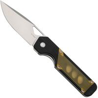 Image for Kizer Vanguard Militaw V3634C1 Liner Lock, Satin 154CM, Black G10, PEI Ultem Inlay, pocket knife, Jonathan Styles design