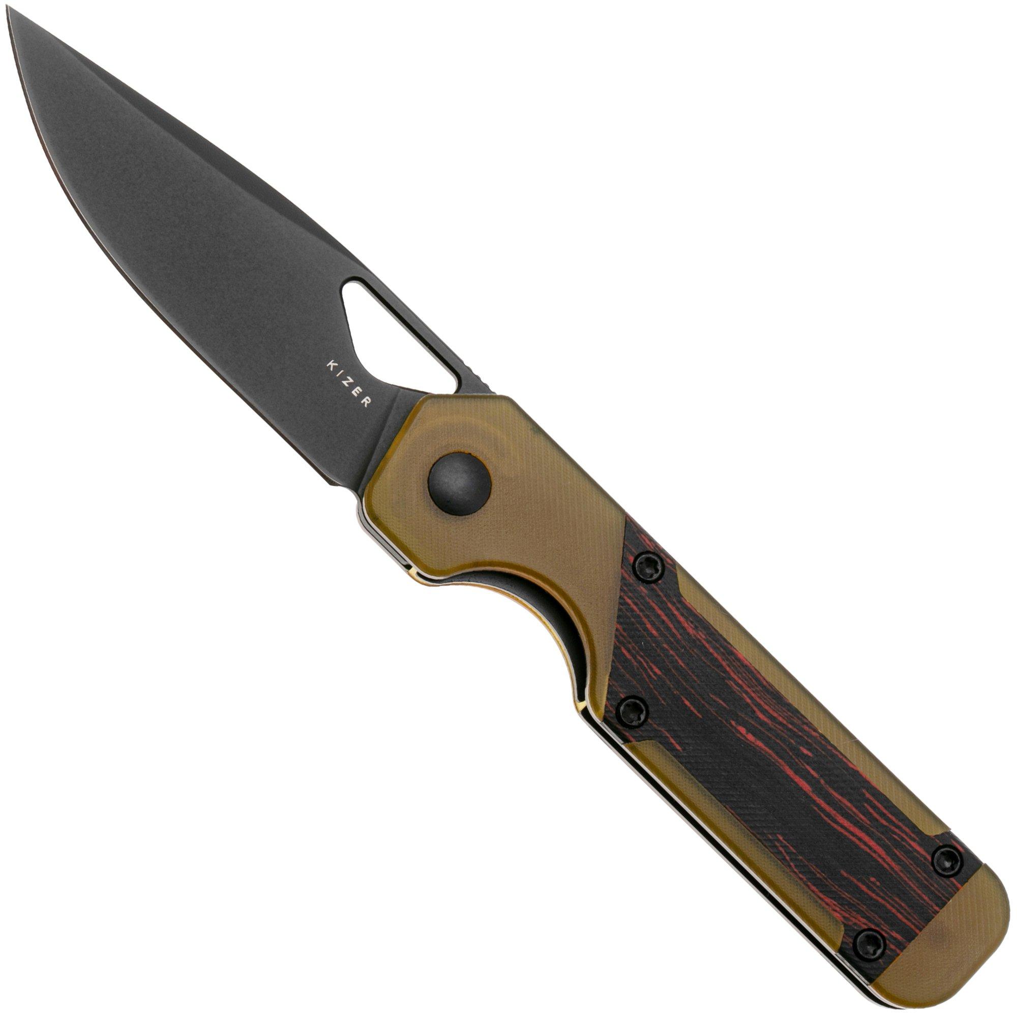 Nóż składany Kizer Vanguard Mini Militaw V3634SA1 Liner Lock, Black Nitro-V, Black and Red G10, PEI Ultem Inlay, projekt Jonathan Styles