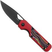 Kizer Vanguard Mini Militaw V3634SA2 Liner Lock, Black Nitro-V, Red G10, Multi-Colored G10 Inlay, pocket knife, Jonathan Styles design