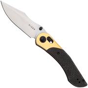 Kizer Vanguard Mini Mystic V3636A2 Satin Nitro-V, Burlap Micarta Aluminium Bolster, pocket knife, Paul Munko design