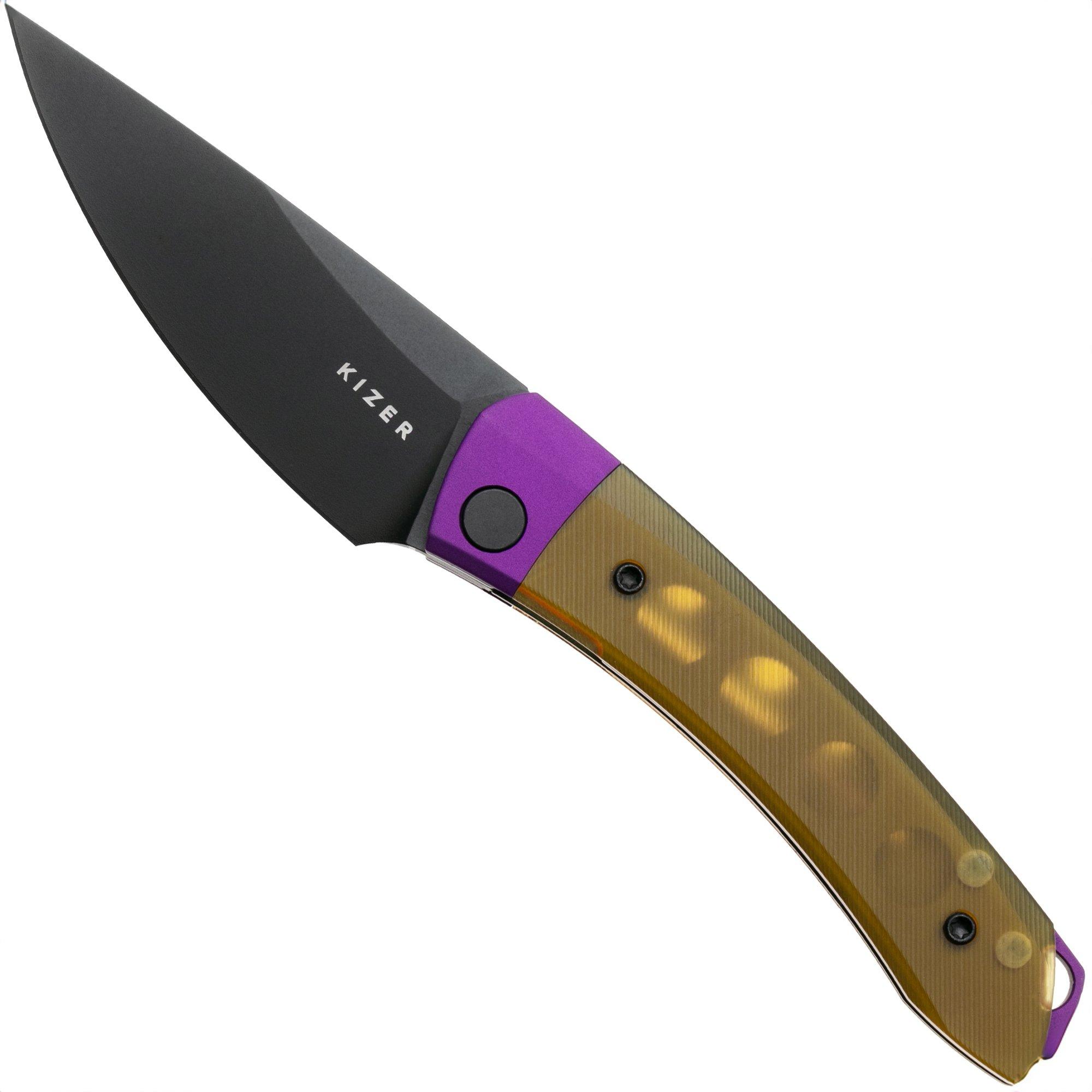 Kizer Vanguard Mini Momo V3663A1 Black 154CM, Yellow Ultem, coltello da tasca, Vladimir Legachev design