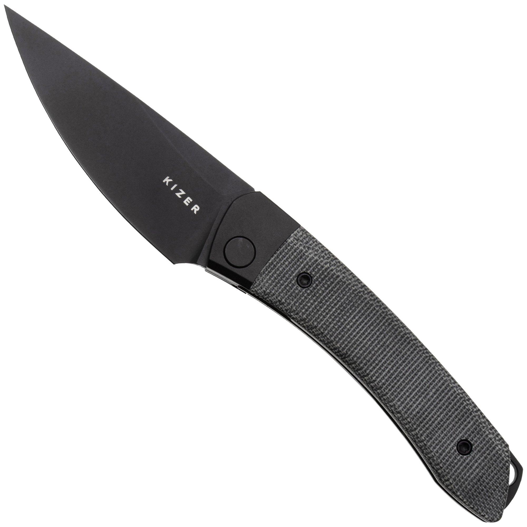 Kizer Vanguard Mini Momo V3663C2 Black 154CM, Black Micarta, zakmes, Vladimir Legachev design