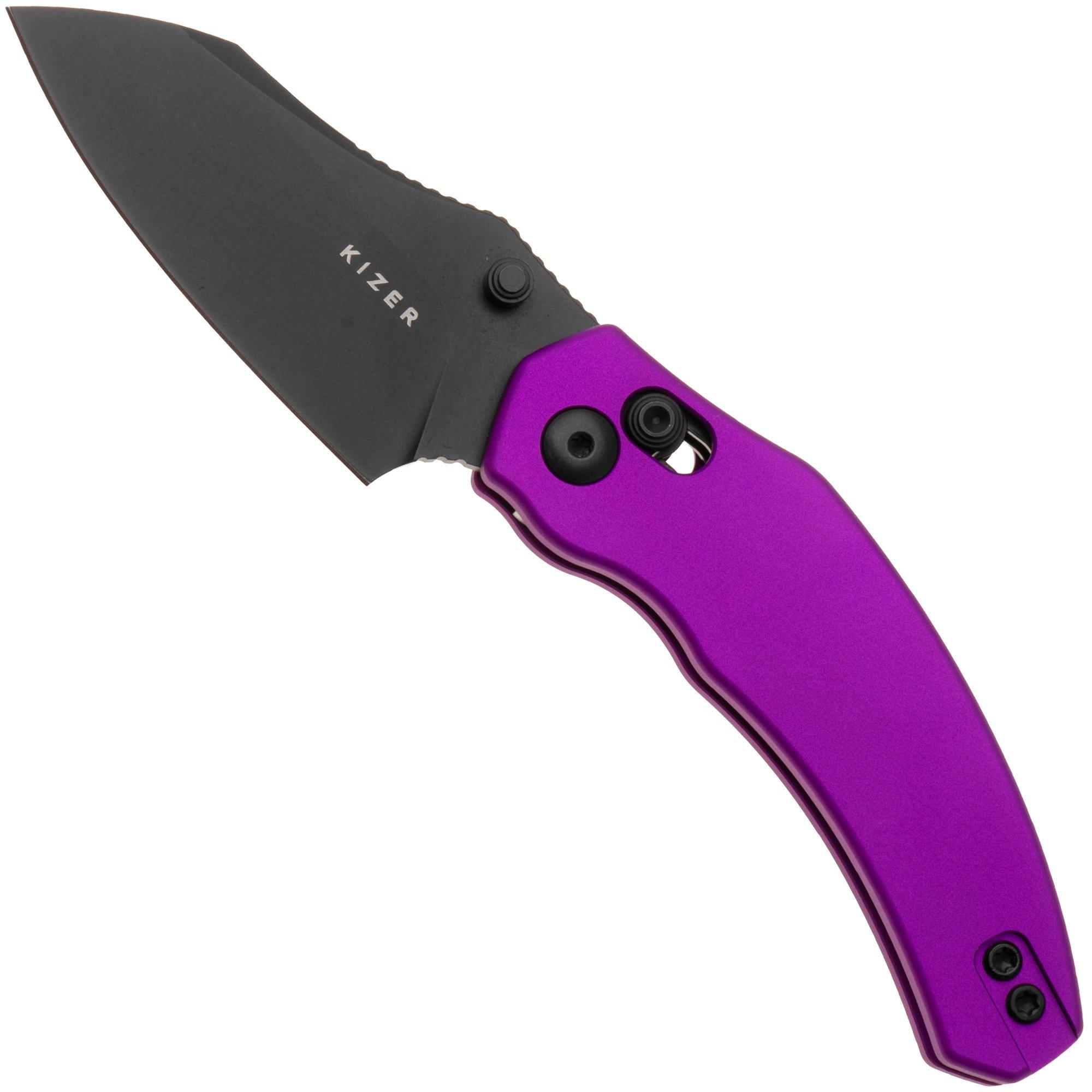 Nóż składany Kizer Vanguard Mini Bulldog V3672SA1 PVD Nitro-V, Matte Purple Aluminium, projekt O.SHO