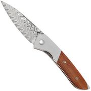 Afbeelding voor Kizer Vanguard Spitfire V3690A3 Acid Washed Damascus, Aluminium Mkuruti Wood Inlay, zakmes