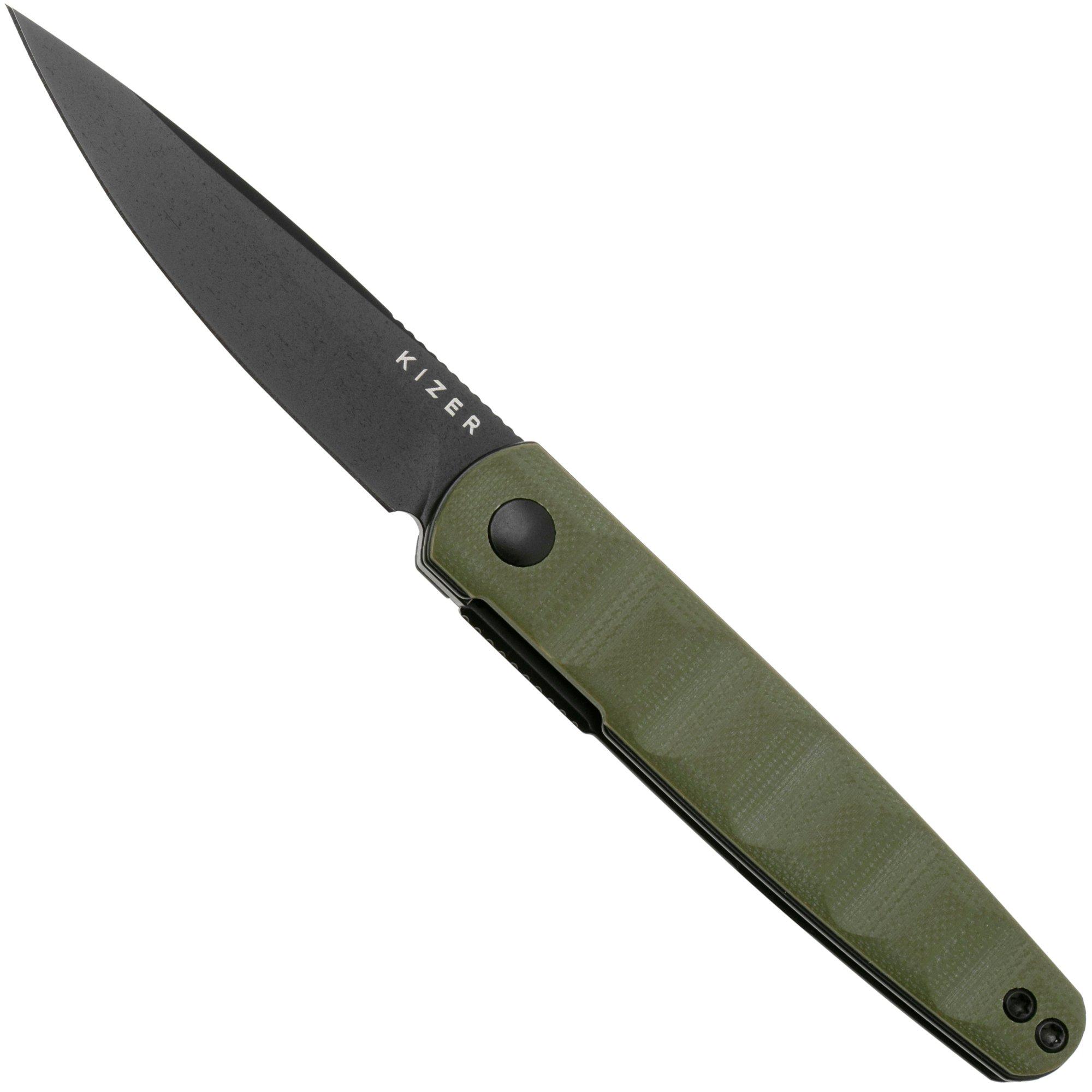 Kizer Bamboo V3722A2, Black Nitro-V, Olive Green G10 zakmes, Maksim Epifantsev design
