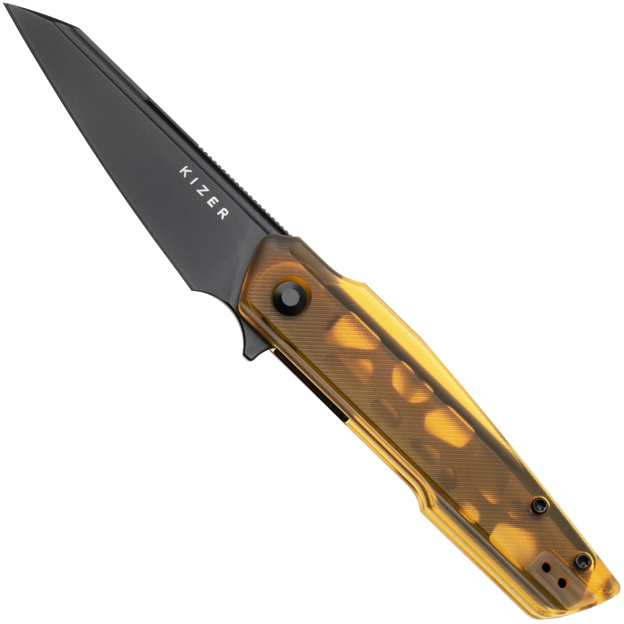 Kizer Skinner V3725A1, Black PVD Nitro-V, PEI pocket knife, Maciej Torbé design