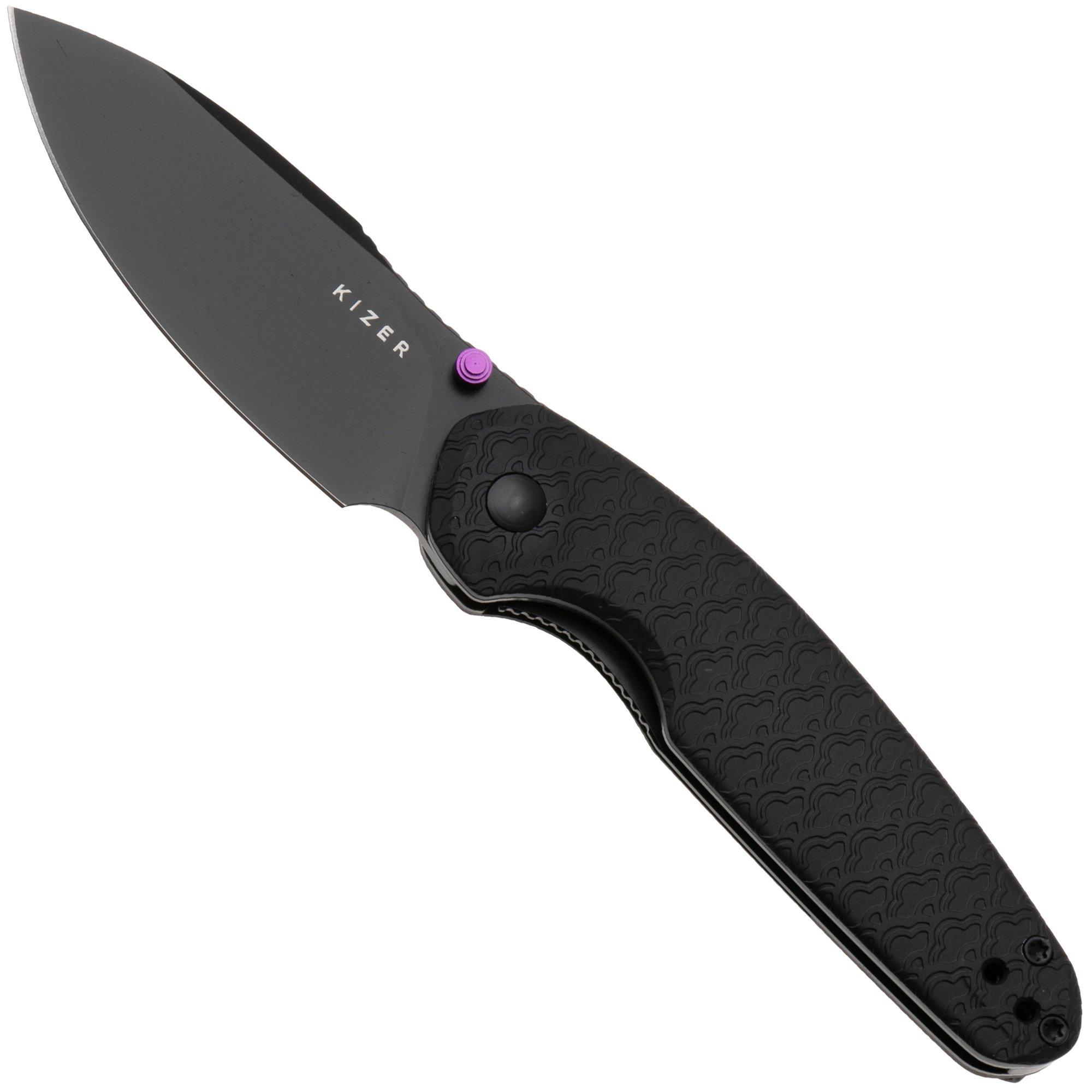 Kizer Meteora V3730A2, Black PVD Nitro-V, Black Aluminum zakmes, Evgeniy Bulychev design
