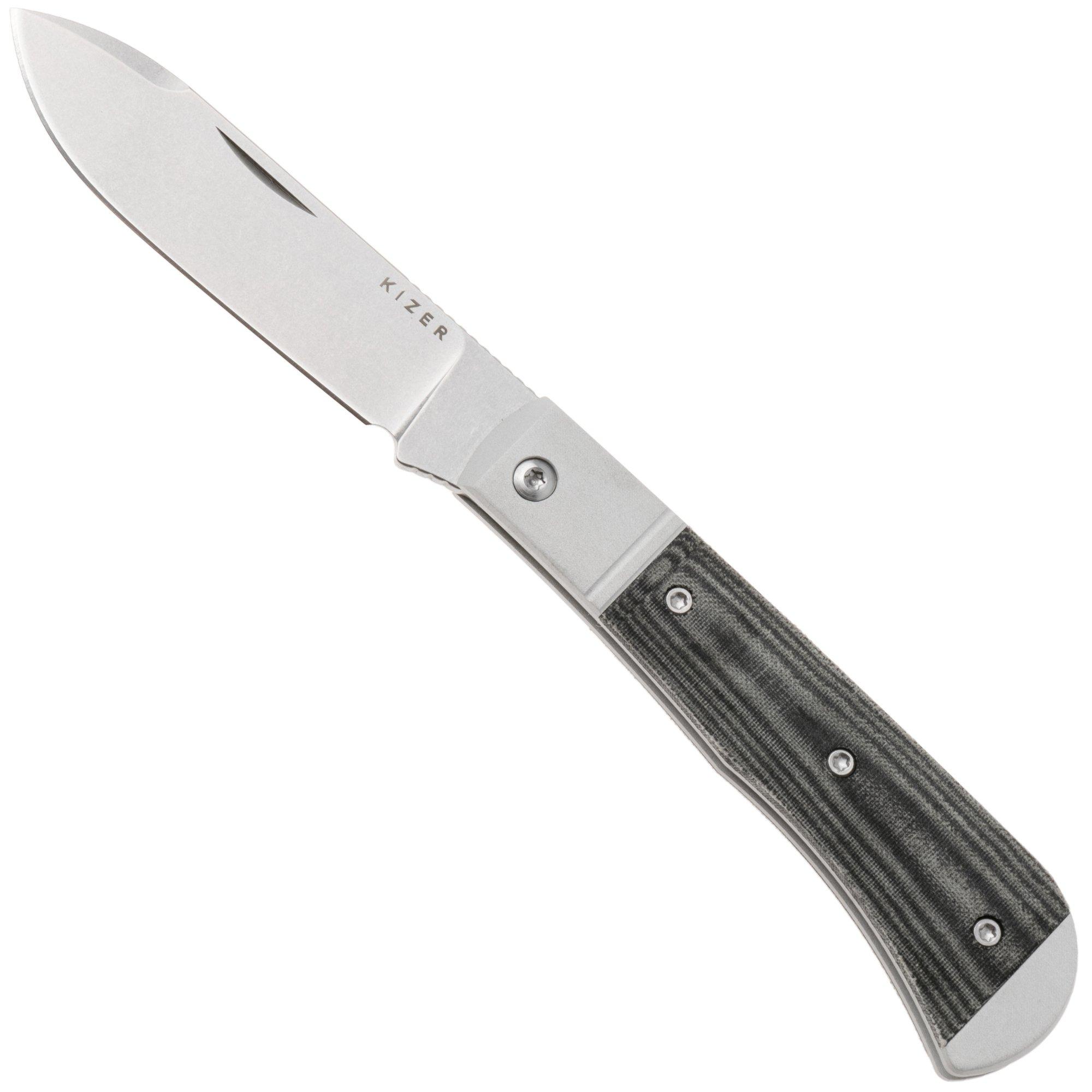 Kizer Trestle D V3760A1 Stonewashed Nitro-V, Aluminum & Norplex UltreX Micarta, Taschenmesser, Azo Design