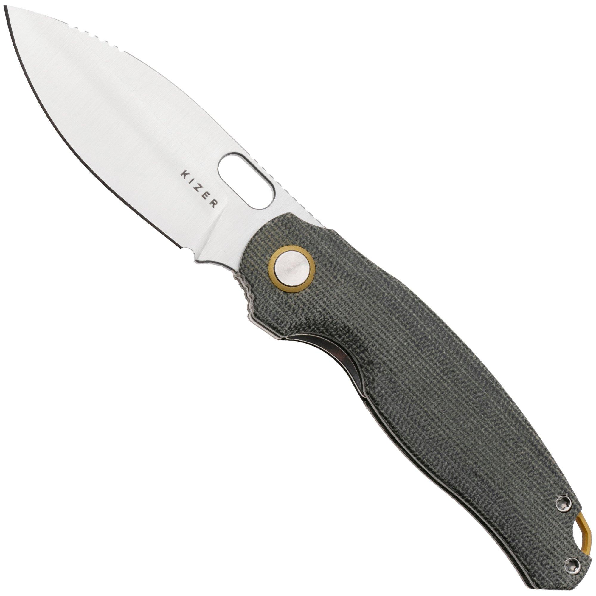 Kizer Vanguard Seagull V3770A1 Satin 14C28N, Gray Micarta, pocket knife