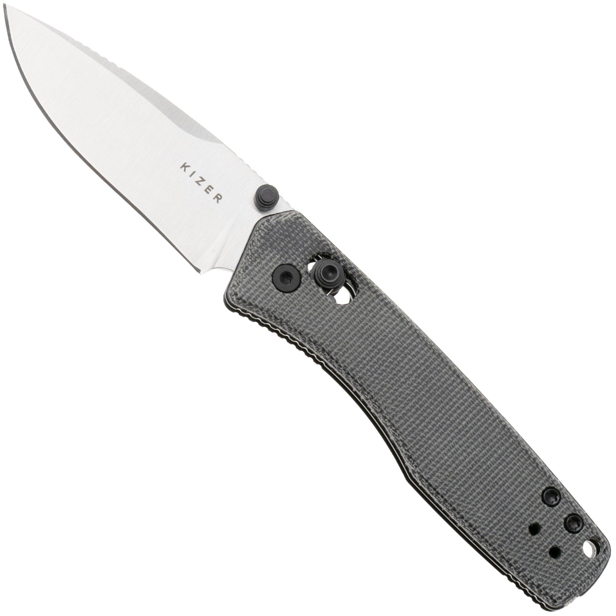 Kizer Vanguard Aegis V3774A1 Satin AEB-L, Black Micarta, zakmes, Azo design