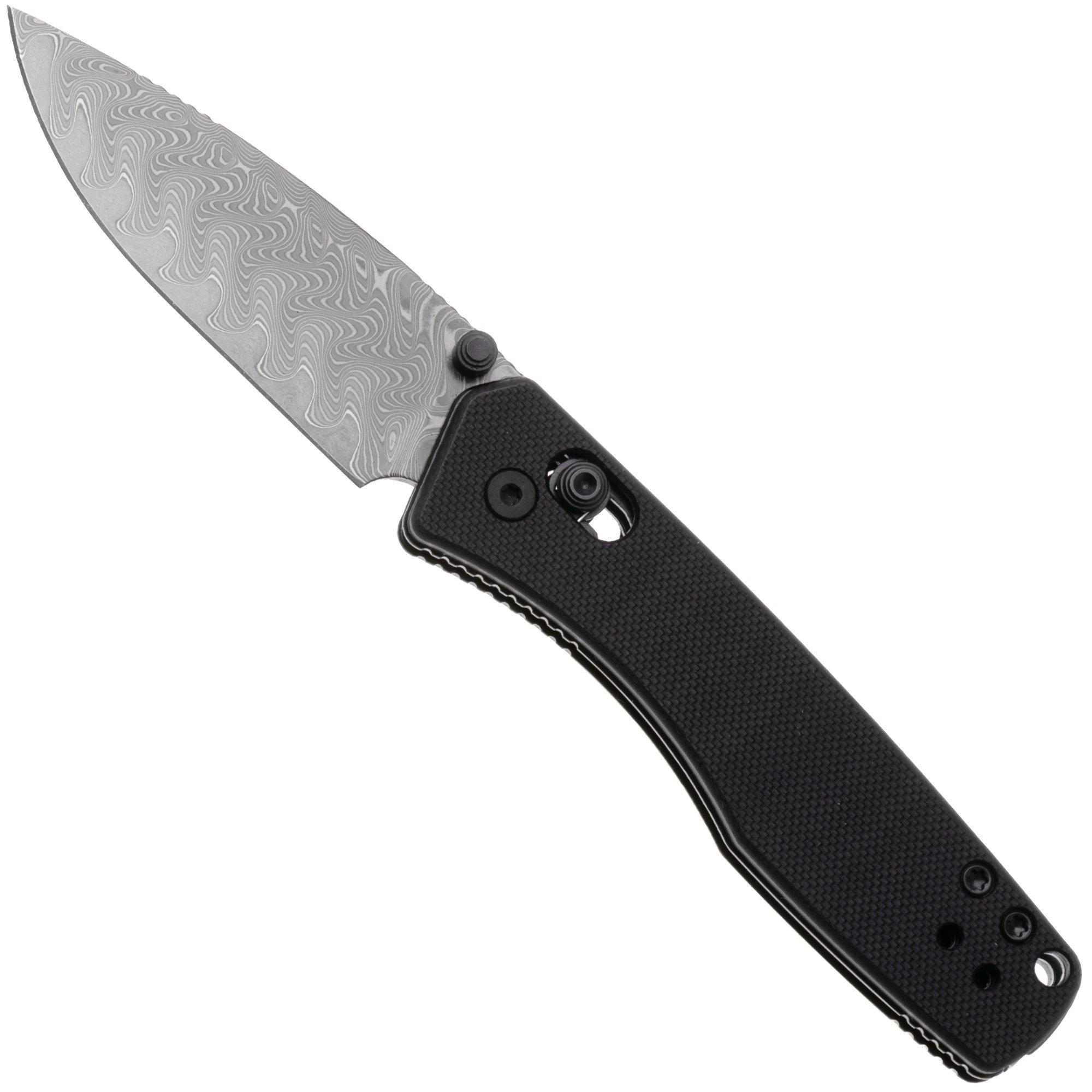 Kizer Vanguard Aegis V3774A2 Acid Etch Damascus, Black G10, zakmes, Azo design