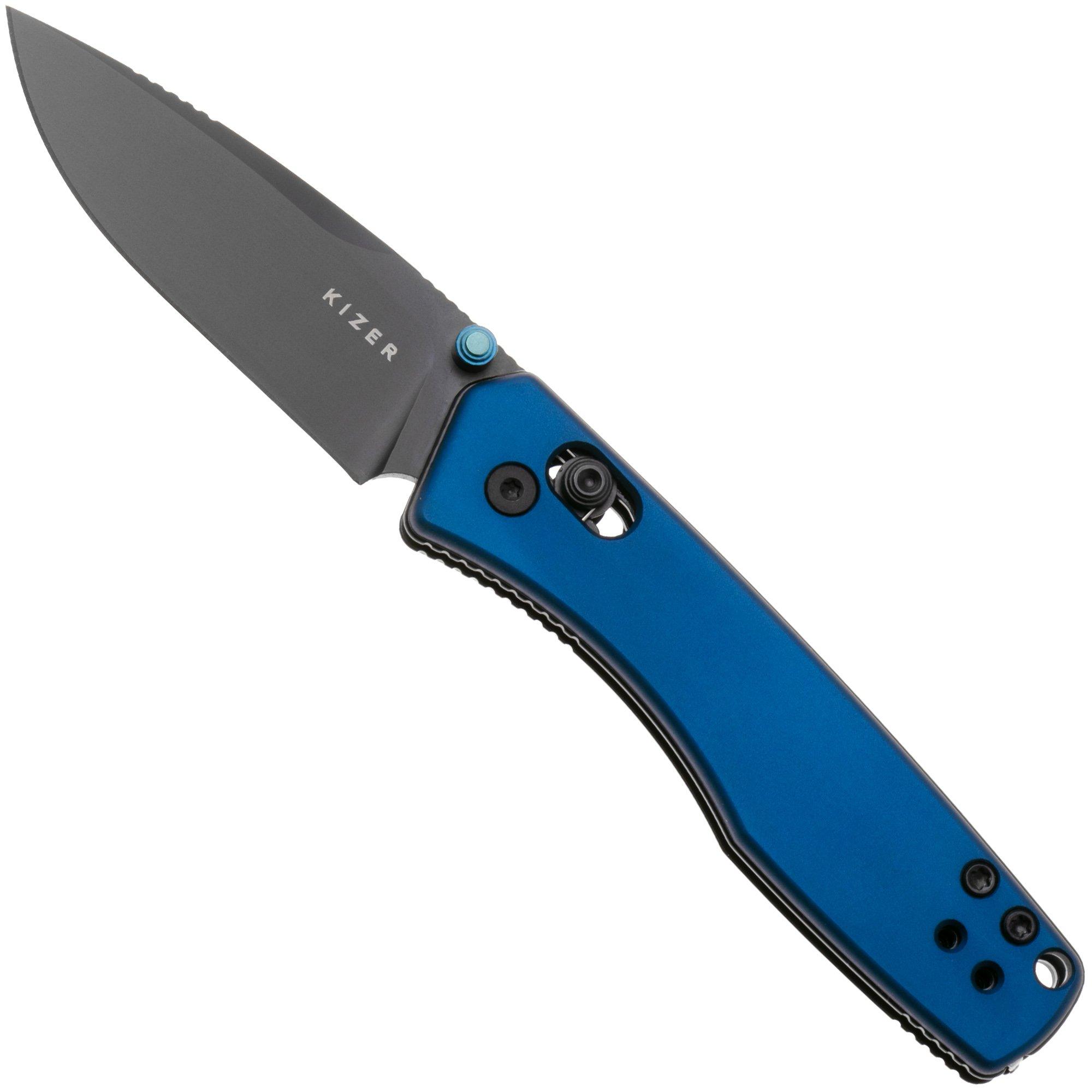 Kizer Vanguard Aegis V3774A3 Matte DLC AEB-L, Blue Aluminium, zakmes, Azo design