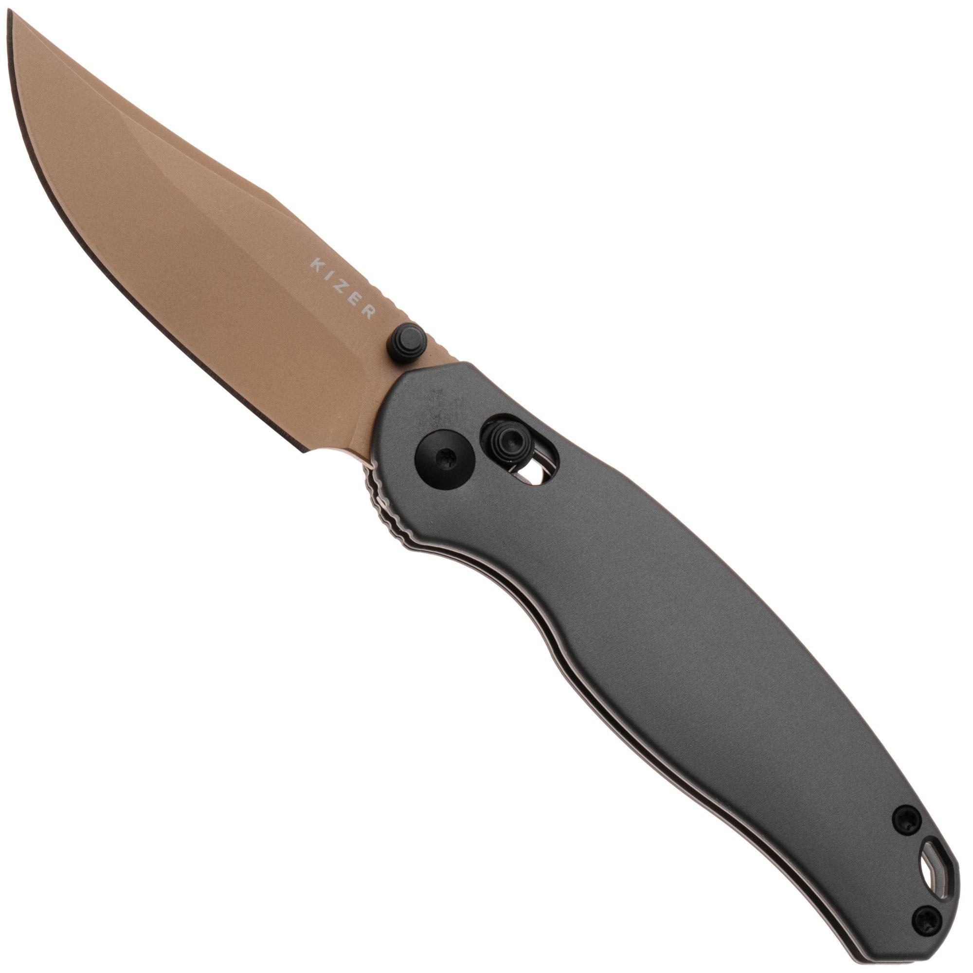 Kizer Vanguard Phoca CC V3780A2 Sunset PVD AEB-L, Gray Aluminium, zakmes