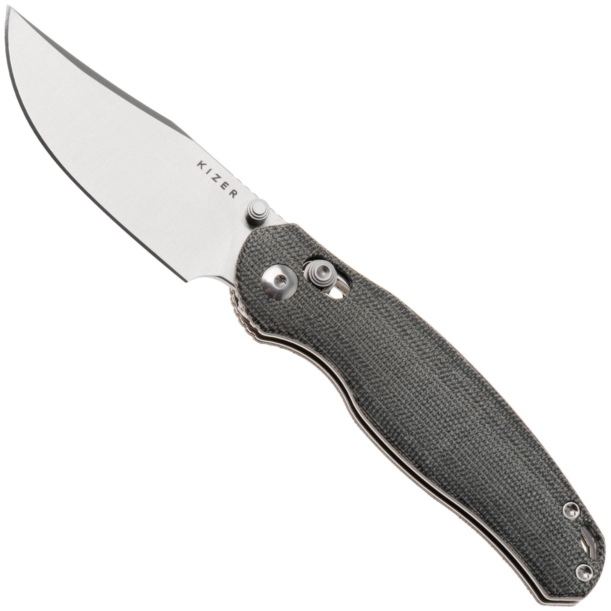 Kizer Vanguard Phoca CC V3780A3 Satin AEB-L, Black Norplex UltreX Micarta, zakmes
