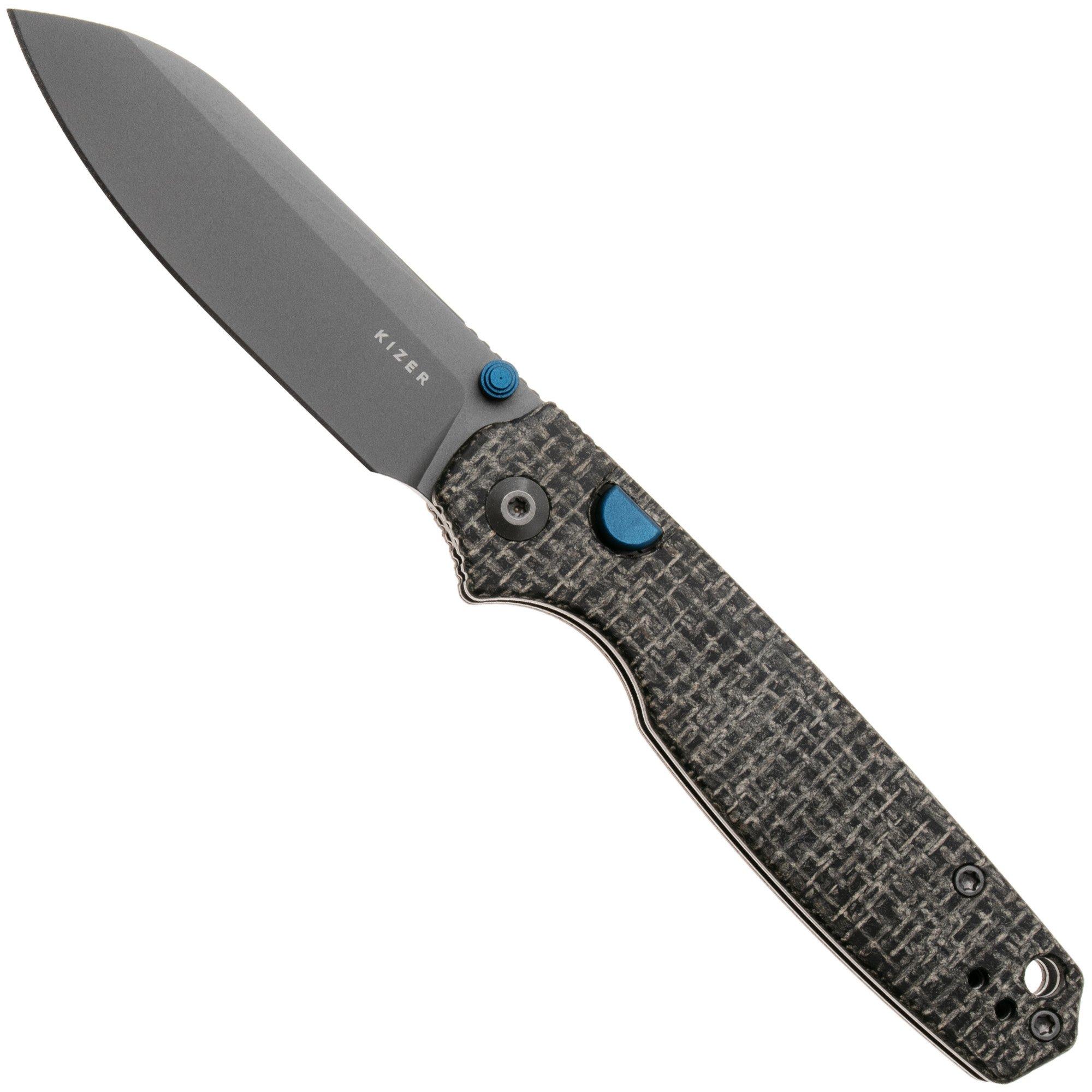 Nóż składany Kizer Pokiman BLL V3789BSA1, Gray PVD AEB-L Sheepsfoot, Black Micarta