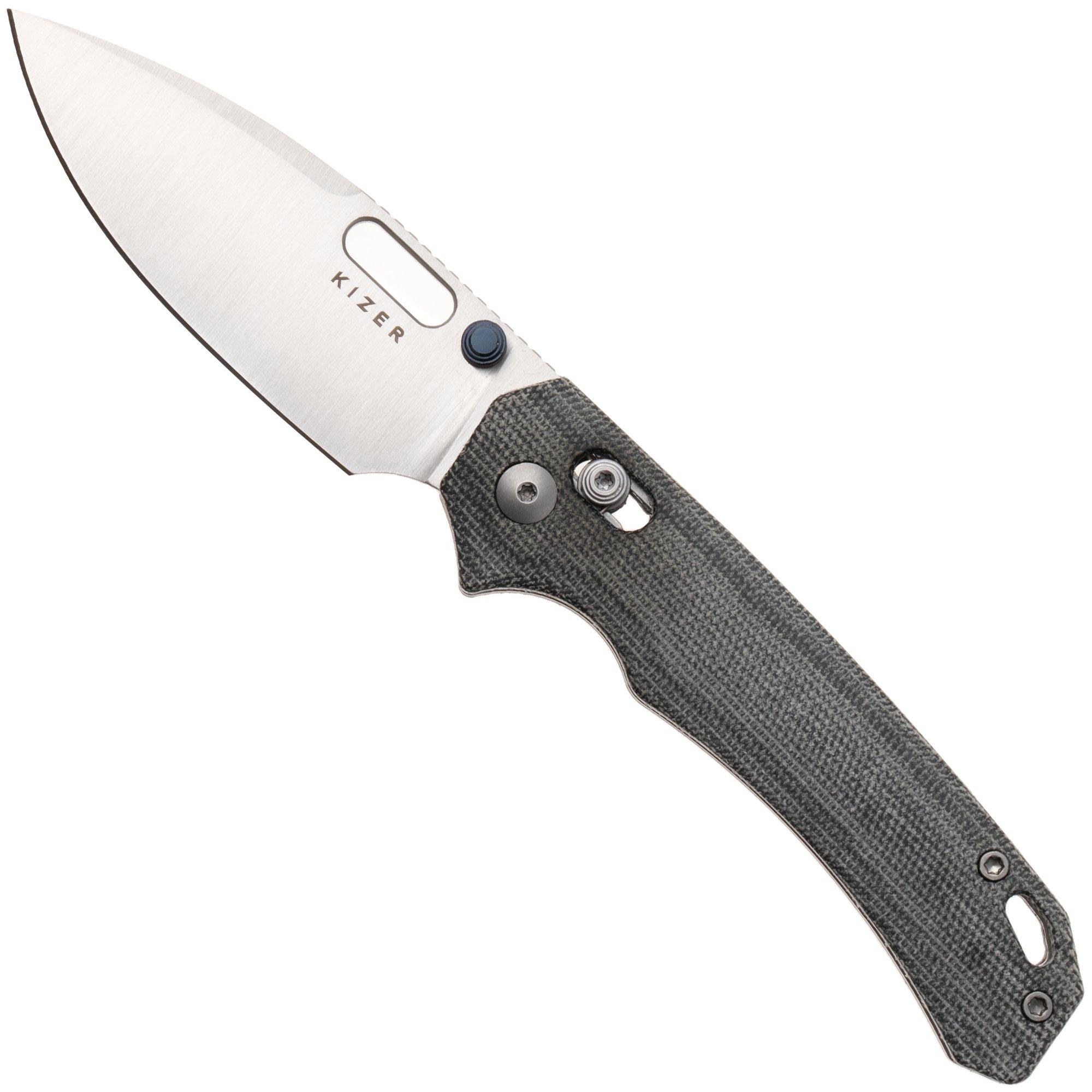 Kizer Vanguard Outposter V3802CDA1 Satin Nitro-V, Norplex UltreX Micarta, pocket knife