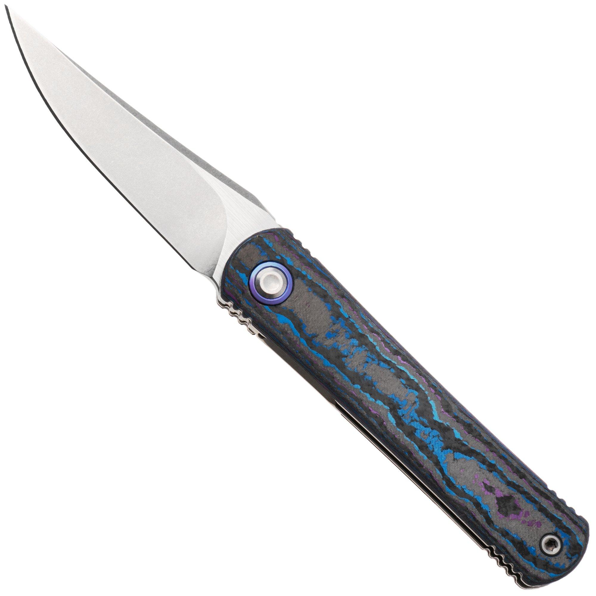 Kizer Feist 3 X Series ZX-3499.3A2 Stonewashed S90V, Titanium & Camo Carbon Damtanium, navalha, Justin Lundquist x L.F design