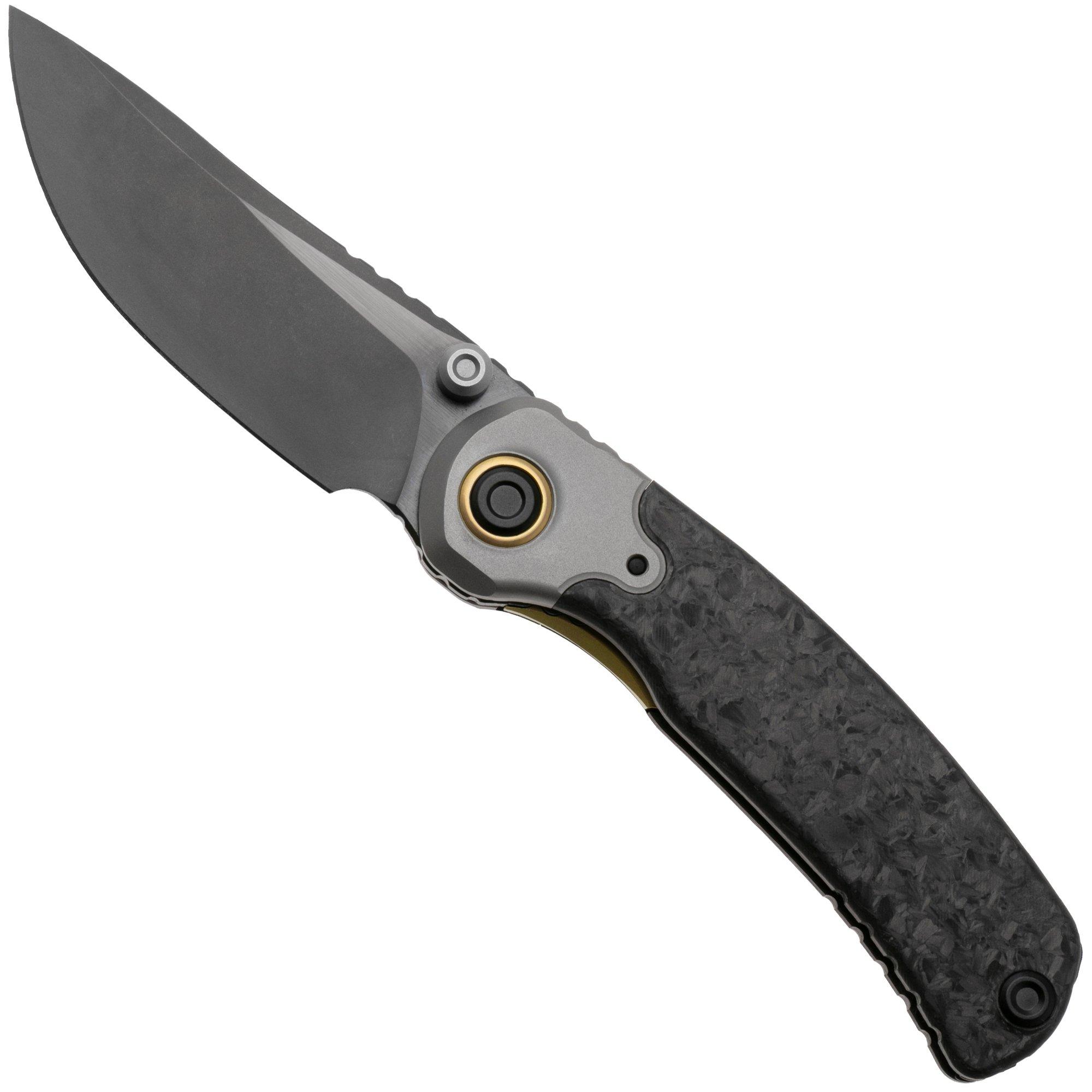 Kizer Pioneer ZX-FK03A4 Stonewashed DLC 20CV, Carbonfiber Titanium Bolster, pocket knife