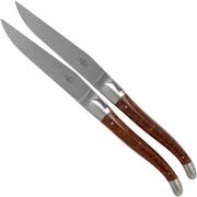 Forge de Laguiole LAT22MINAM Juego de cuchillos para carne de madera de serpiente mate de 2 piezas