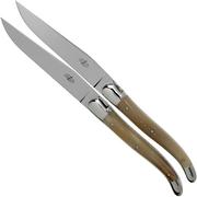 Forge de Laguiole T22MINBC horn polished 2-piece steak knife set