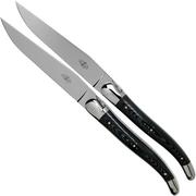  Forge de Laguiole T22MINTCNOI Black Micarta couteaux à steak set de 2 pièces