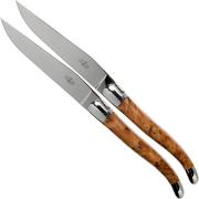 Forge de Laguiole, LAT22MINTHBRI, 2-piece steak knife set polished, Thuya-wood