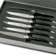 Forge Laguiole Set de 6 juego de cuchillos para carne, cuerno negro, T62MINBN