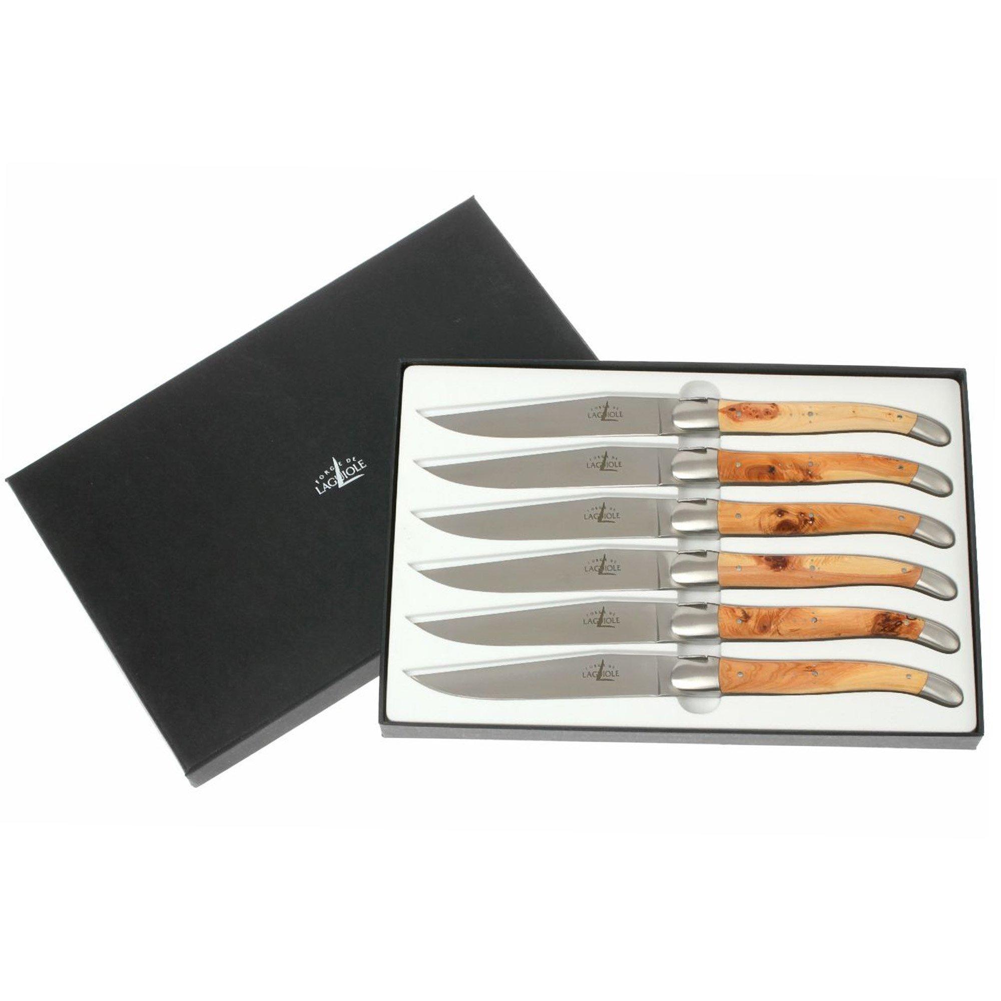 Forge de Laguiole 6 Piece Steak Knife Set Fabric Series Purple