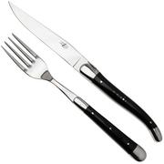 Forge de Laguiole Knife and Fork TF2MINBF Dark Horn, 2-piece cutlery set, polished