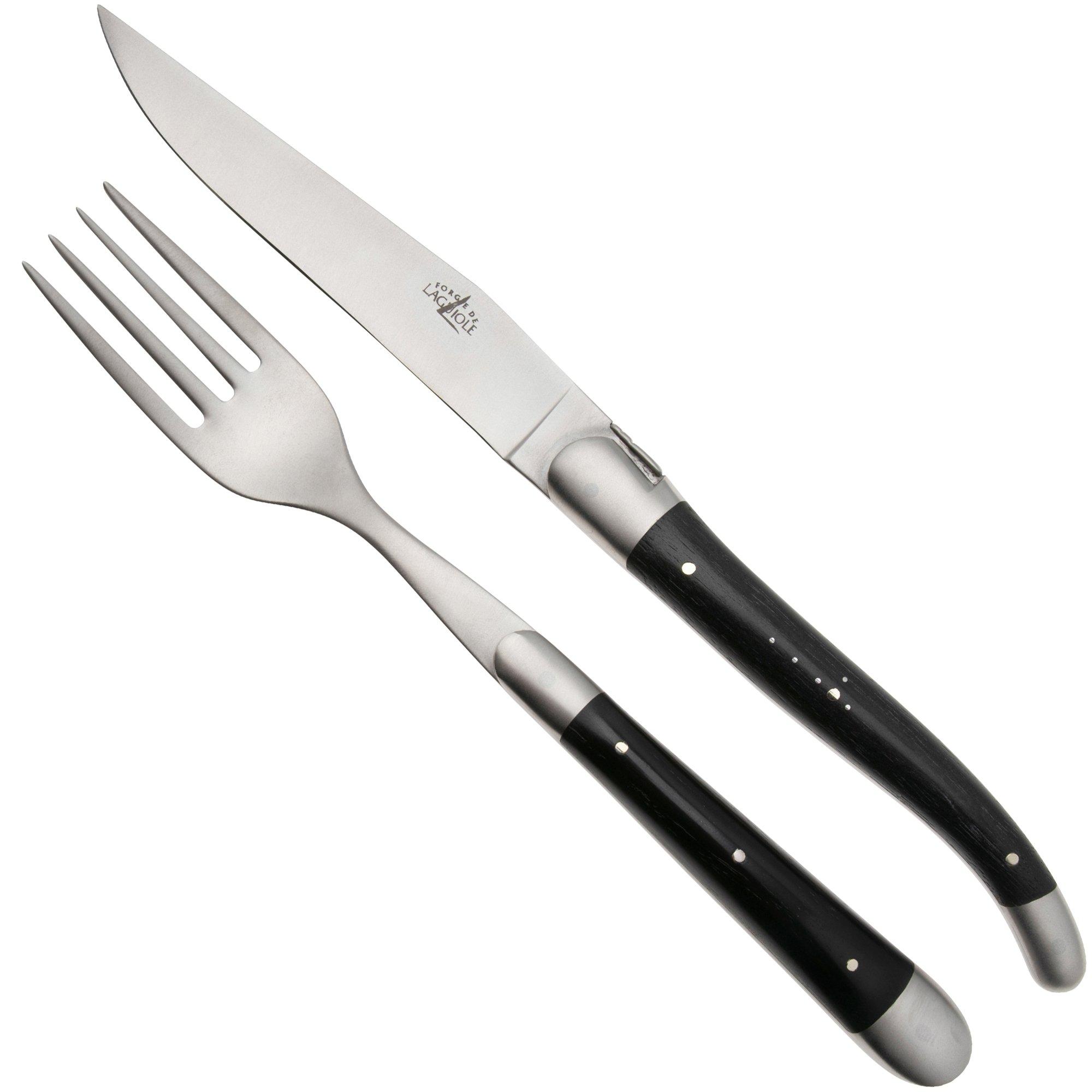 Zestaw sztućców Forge de Laguiole Knife and Fork TF2MINEB Ebony, 2-częśćiowy, matowy