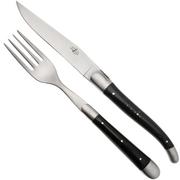 Forge de Laguiole Knife and Fork TF2MINEB Ebony, 2-teiliges Besteckset, mattiert