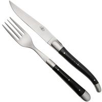 Bild für Forge de Laguiole Knife and Fork TF2MINEB Ebony, 2-teiliges Besteckset, mattiert
