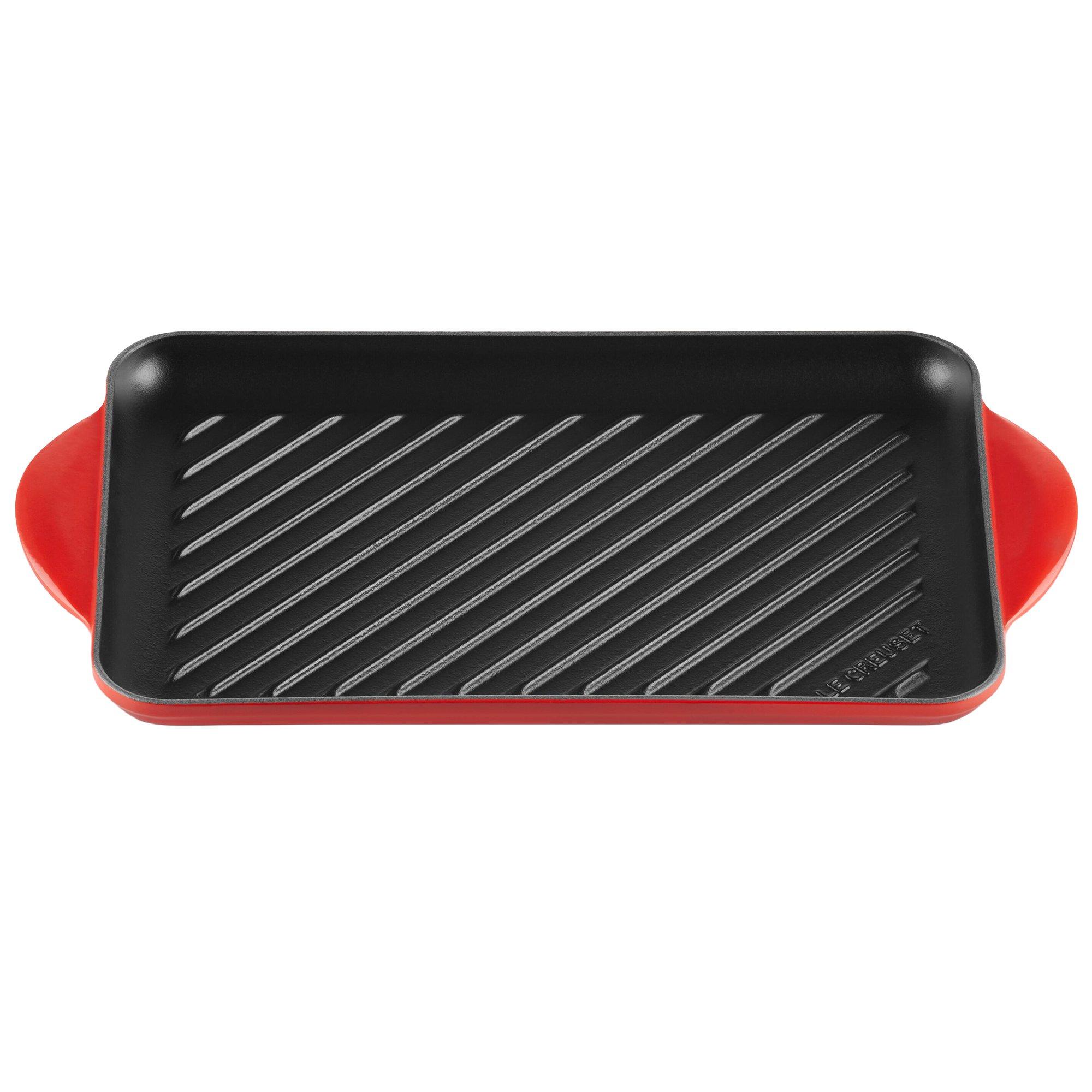 Le Creuset La Fonte emaillierte rechteckige Grillpfanne 32 cm, rot