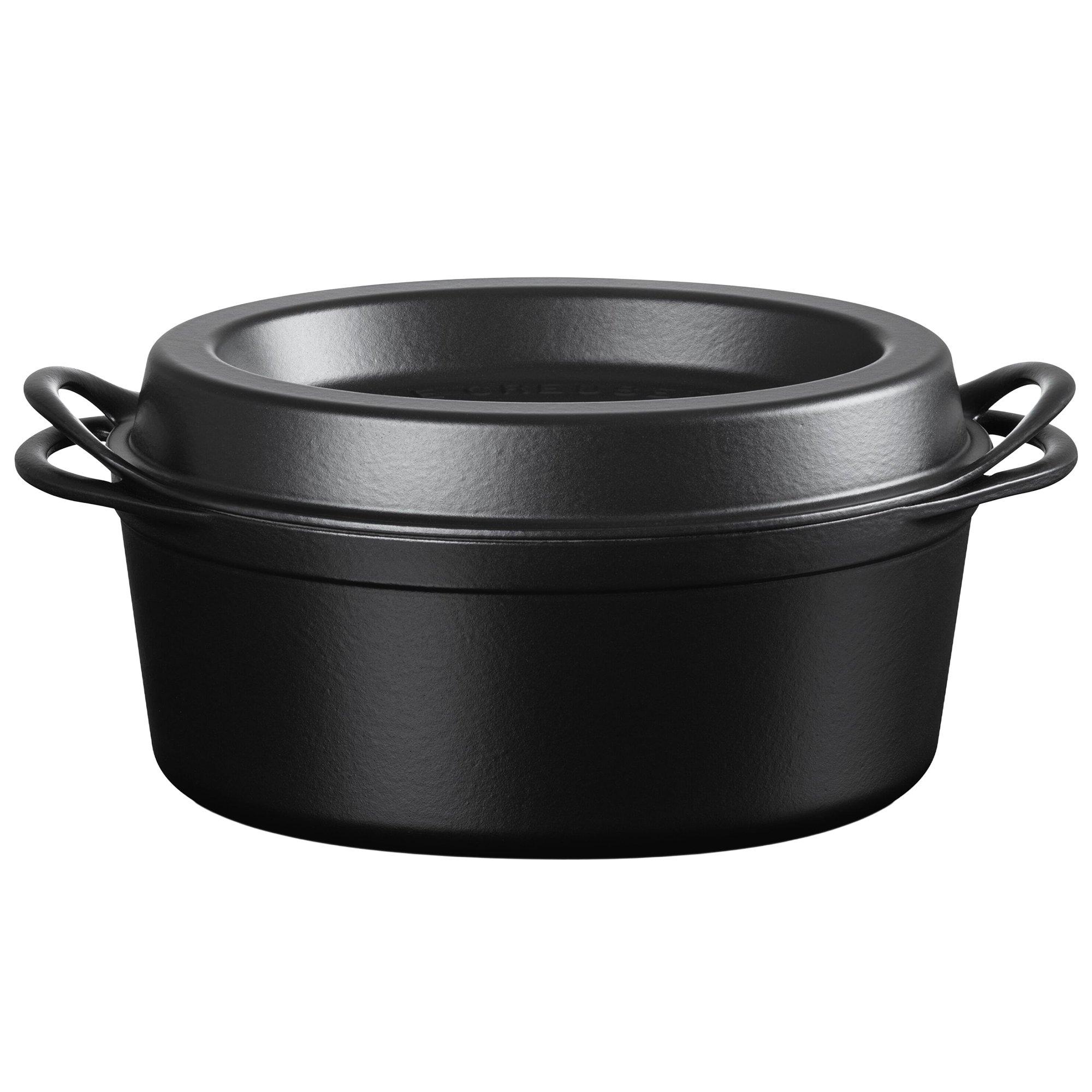 Le Creuset Doufeu Gusseisen Bratpfanne oval, 32 cm, 7,2L schwarz