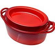 Le Creuset Doufeu Gusseisen Bratpfanne oval, 32 cm, 7,2L rot