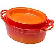 Le Creuset Doufeu cast-iron casserole oval, 32 cm, 7.2L orange-red