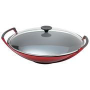 Le Creuset wok con tapa de cristal 36 cm, 4,5 L rojo